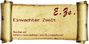 Einvachter Zsolt névjegykártya